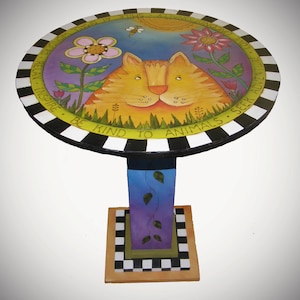ROUND SIDE TABLE - 24&quot; wide x 23&quot; tall - wood side table - wood table - painted furniture - handpainted table/ Made to order -