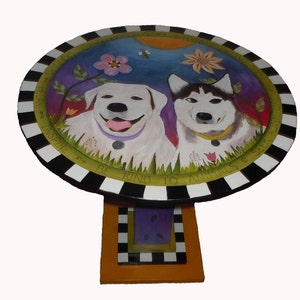 ROUND SIDE TABLE - 24&quot; wide x 23&quot; tall - wood side table - wood table - painted furniture - handpainted table/ Made to order -