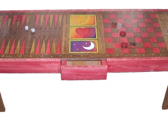 Designed just for you Games table, personalized, wood table, coffee table, painted,  whimsical furniture, one of a kind, table with drawer