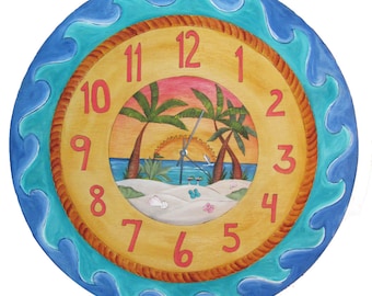 Personalized 20" dia. Wood Clock, Painted and made to order, Custom Designed to match your decor, nursery decor, living room clock, wall art