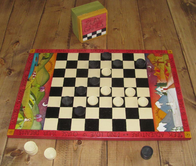 PERSONALIZED CHECKERBOARD Custom Checker Board Game Game Etsy
