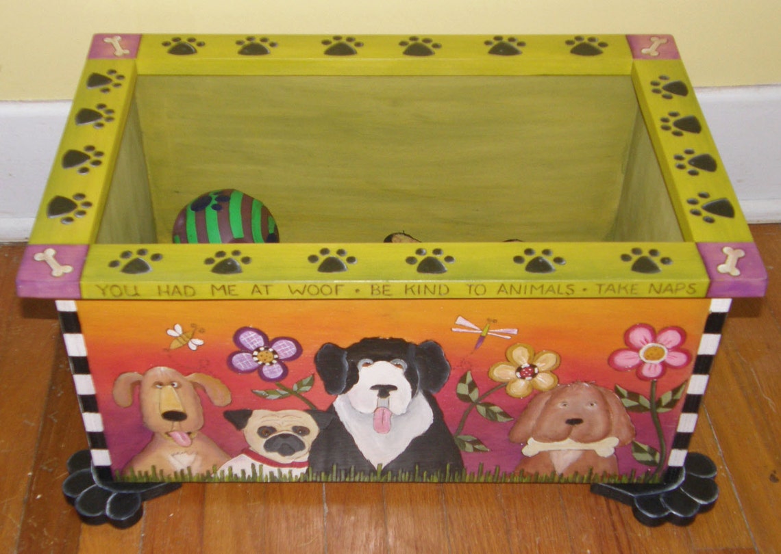DOG TOY BOX Toy Box Pet Storage Custom Made Bulldog Etsy