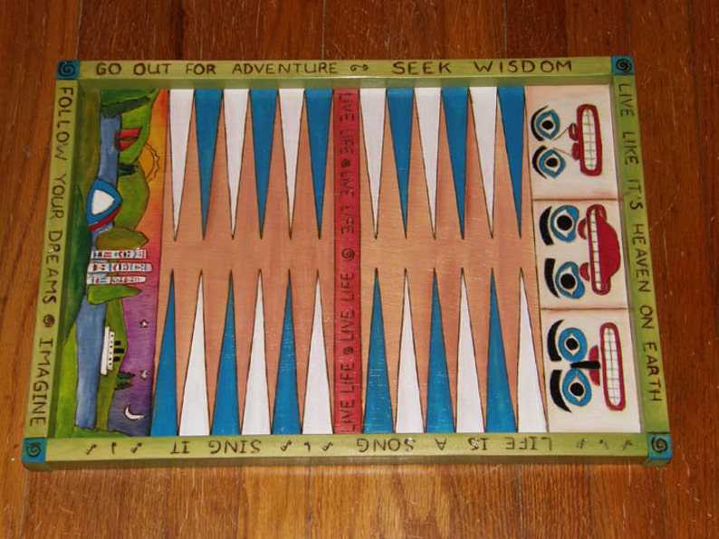 PERSONALIZED BACKGAMMON GAME, Backgammon game, custom game, classic board game, 20.5 l x 15 wide custom backgammon game Personalized image 8