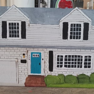 Miniature home replica painted on wood from your photo, Christmas  ornament, Housewarming gift, childhood home, personalized gifts, realtor