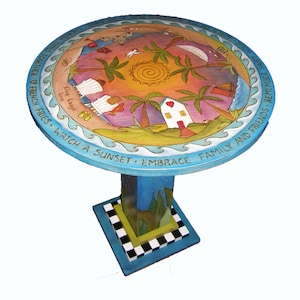 ROUND SIDE TABLE - 24&quot; wide x 23&quot; tall - wood side table - wood table - painted furniture - handpainted table/ Made to order -