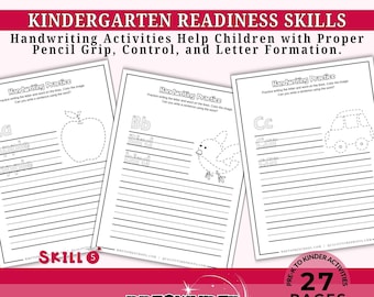 HANDWRITING PRACTICE for PreKindergarten Prep, Letter Formation, Kids Prewriting, Tracing Printables,  Preschool, Kindergarten HW5A