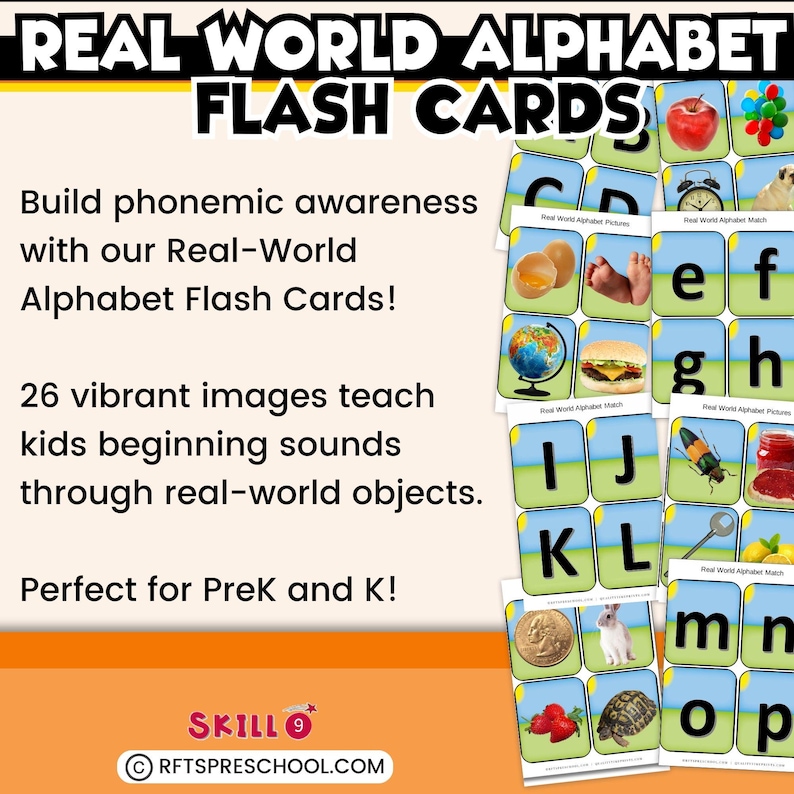 Alphabet Flash Cards Real-world Pictures | Phonemic Awareness | Visual