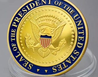 Moneda de desafío de Donald Trump bañada en oro: sello presidencial coleccionable
