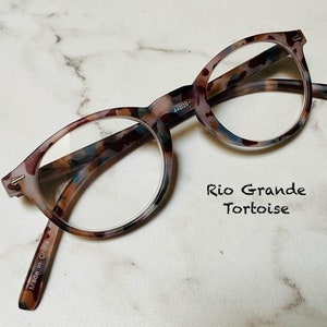 Rio Grande Tortoise Single Vision Reading Glasses Frame & Lens Size in Item Details
