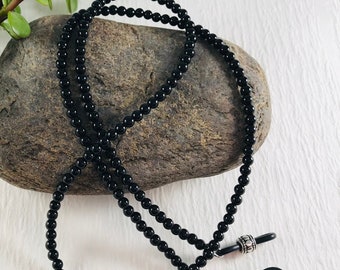 Genuine Black Onyx Eyeglass Chain