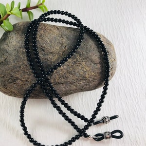 Genuine Black Onyx Eyeglass Chain
