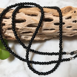 Black Jade (Nephrite) Mineral Beaded Eyeglass Chain