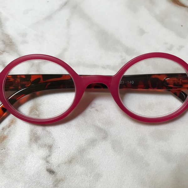 WHIMSY! Raspberry Red Round Reading Glasses