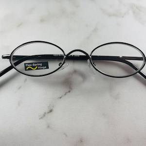 Small OVAL Gunmetal Gray Metal Reading Glasses