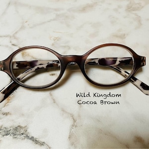 Animal Print in Cocoa Brown!  Small Oval Lightweight Reading Glasses Frame Size in Item Details