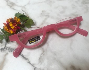 Bubble Gum Pink JELLY BEAN Upper Rimless Reading Glasses