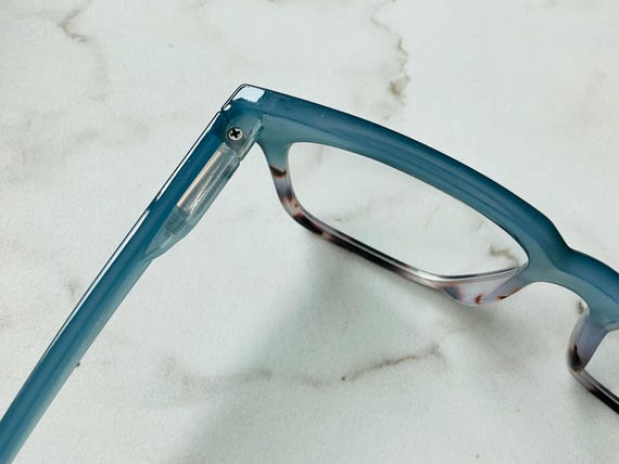 Teal & Alabaster Tortoise Rectangle Reading Glass… - image 7