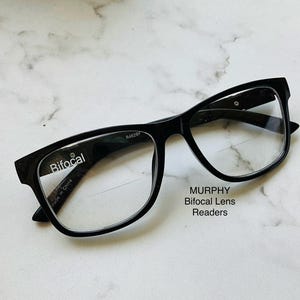 MURPHY All Black Frame Clear BIFOCAL Lens Reading Glasses Frame and Lens Size in Item Details