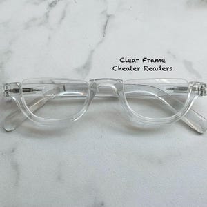 Clear Frame Small Oval Cheater Reader Glasses  Size Info in Item Details