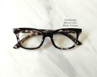 CAMBRIDGE Bifocal Lens Black Tortoise Spring Temples Reading Glasses Frame Lens Size in Item Details