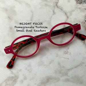 Oval Reading Glasses: Pomegranate Matte Frame, Tortoise Temples