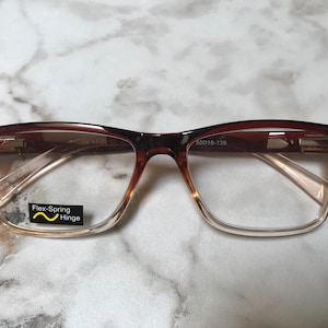 SPECTRUM Chestnut BROWN Rectangle Reading Glasses Frame & Lens Size in Item Details