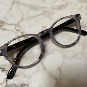 ALEX…Gray & Black Granite Marbled Tortoise Reading Glasses Frame and Lens Size Listed in Item Details