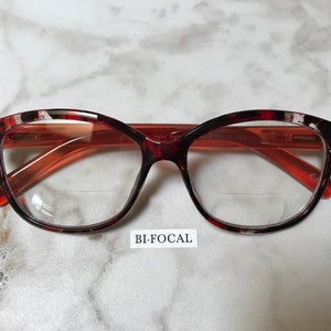 LAUREN Clear Lens Bifocal RED Tortoise Reading Glasses