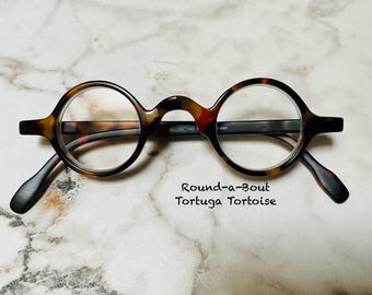 ROUNDABOUT Small Round Tortuga Tortoise Reading Glasses Frame & Lens Size in Item Details