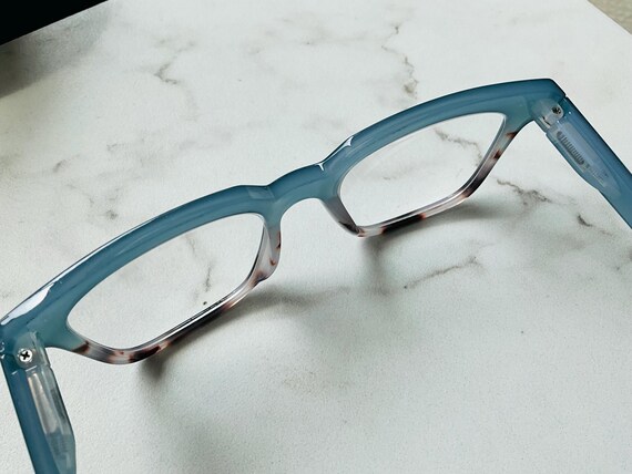 Teal & Alabaster Tortoise Rectangle Reading Glass… - image 6
