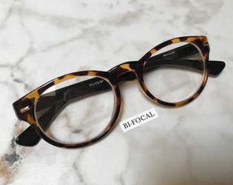 High Key BIFOCAL Clear Lens Reading Glasses Fiji Tortoise Front Frame with Black Temples