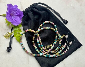 NORTHERN LIGHTS Aged Picasso Czech Beaded Eyeglass Chain Made in USA Length Choices 25” 27” 32”