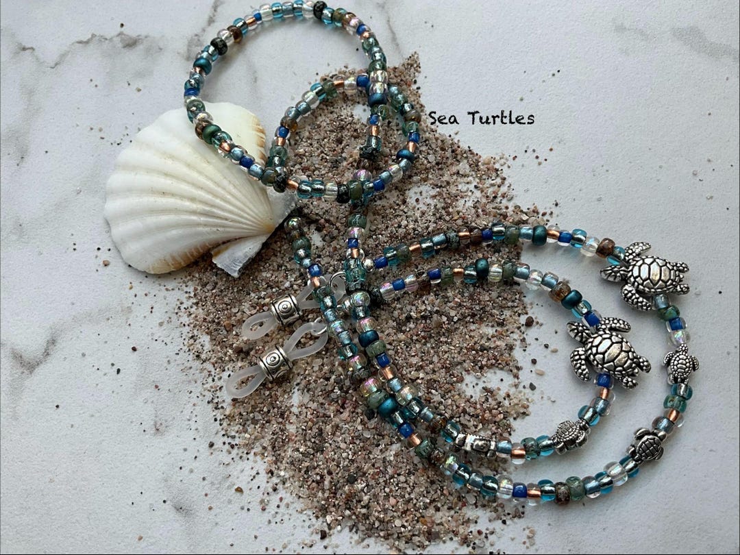 Sea Turtles! Spectacular Ocean Colors Czech Beaded Eyeglass Chain ...