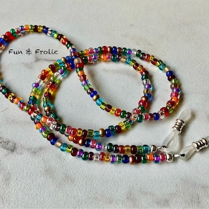 Fun & Frolic Multi-Color Beaded Eyeglass Chain Holder 25” 27” 32” 36” Made in USA