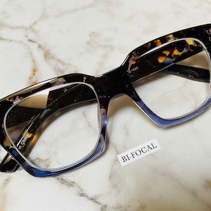 BENNETT Bifocal Azure Blue & Tortoise Clear Lens Reading Glasses