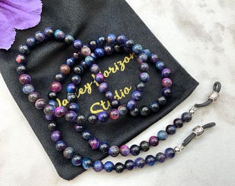 Cat Eye Aurora Tiger Eye AAA 6mm Round Beaded Eyeglass Chain Holder Length  25” 27” 32”