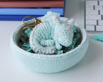 Trinket The Dragon Treasure Keeper - PDF eBook - Irene Strange crochet pattern - cute dragon desk tidy
