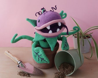 Clarence The Peckish Plant - PDF eBook - Irene Strange crochet pattern - spooky amigurumi plant Venus fly trap