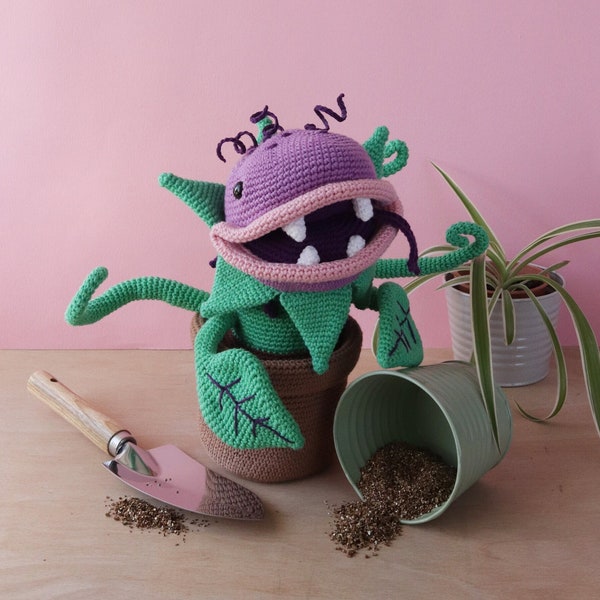 Clarence The Peckish Plant - PDF eBook - Irene Strange crochet pattern - spooky amigurumi plant Venus fly trap