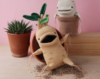 Bean The Mandrake Sprout - PDF eBook - Irene Strange crochet pattern - spooky amigurumi plant mandrake