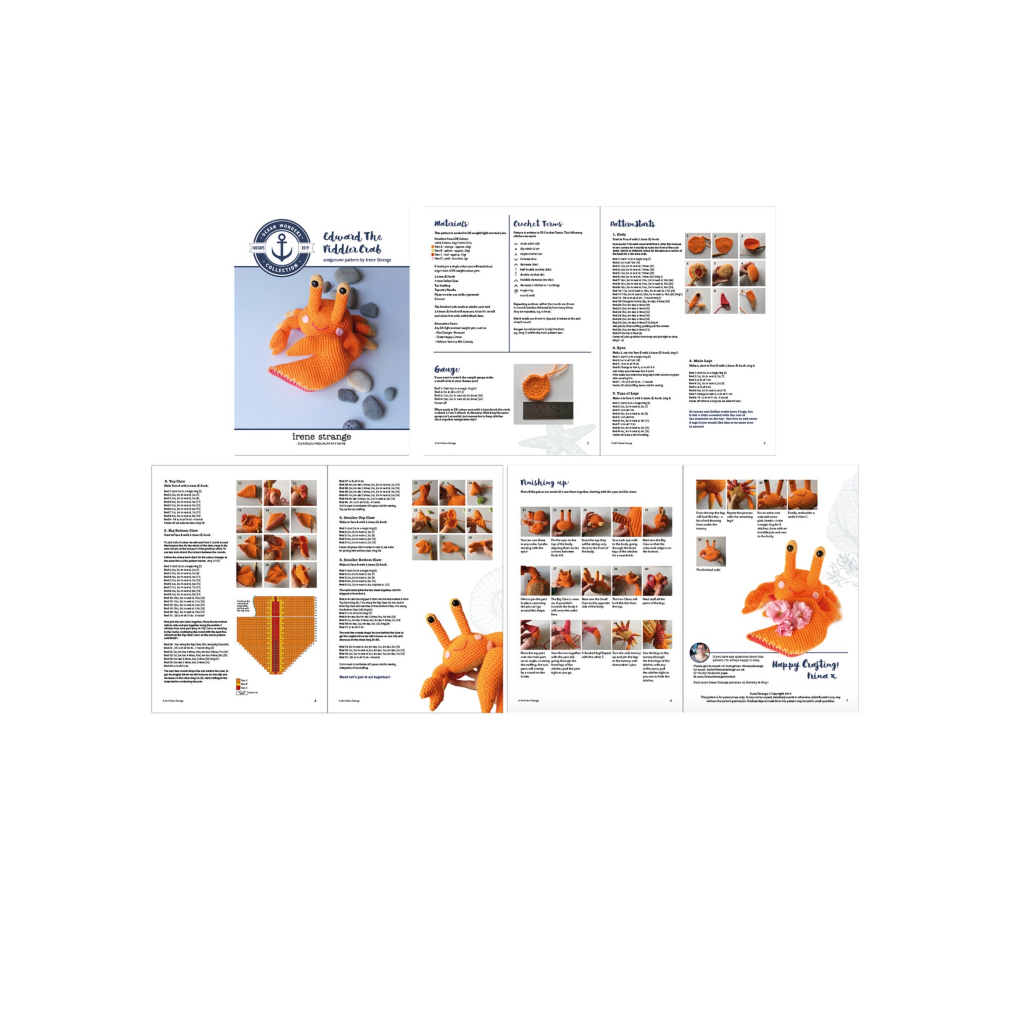 Fiddler Sewing Pattern Edward the Fiddler Crab - Amigurumi Pattern PDF - Etsy UK