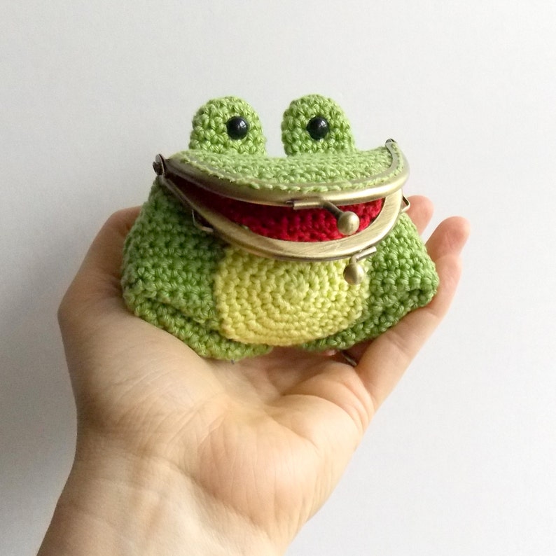 PDF Crochet Pattern Freddie The Frog Amigurumi Coin Purse image 1