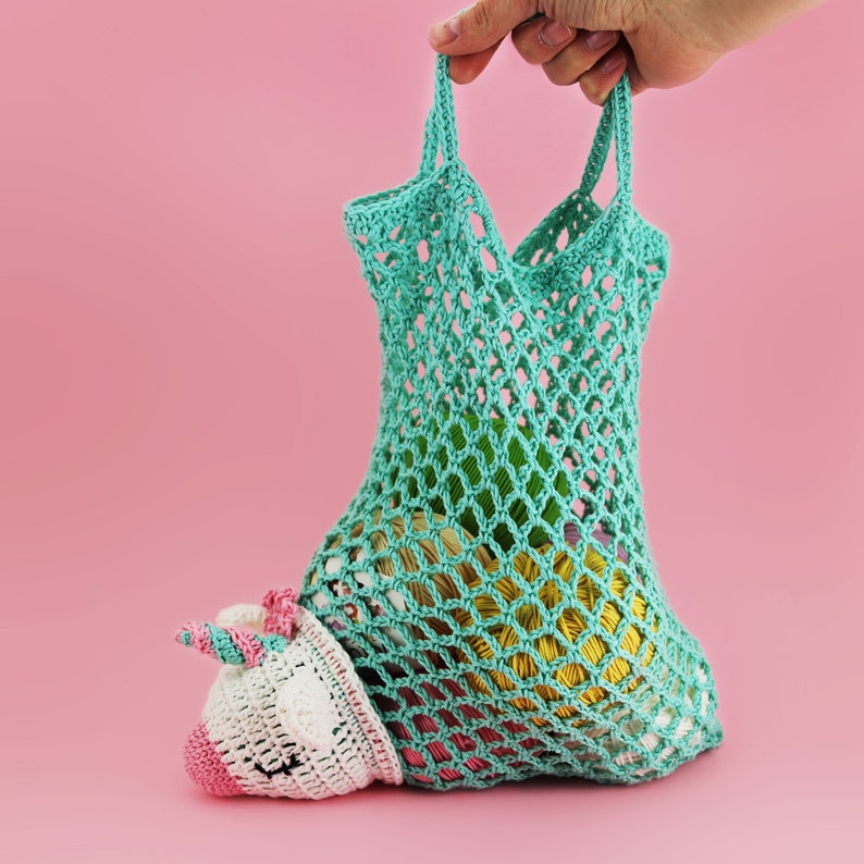 Unicorn Foldaway Market Bag Crochet Pattern PDF image 5