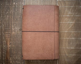 Handmade Leather Traveler's Notebook Cover (Taba): Refillable Trifold Journal, Personalized [A5, Regular, A6, Passport]