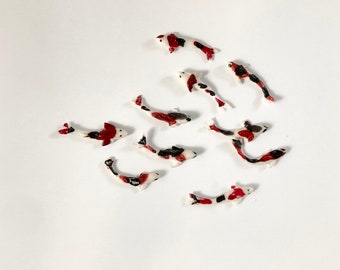 10 Tiny Red Koi Fish/ Fancy carp Fish Miniature/ Fish Dollhouse/ Fairy Garden/ Miniature Koi Fish/ Koi Resin Pond/ Re-ment