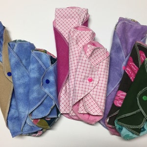 Sample Pack MamaBear LadyWear Quick-Dry cloth Menstrual, Incontinence pads - 100% Cotton Flannel
