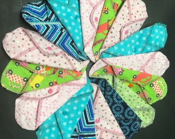 NEW SIZE: Set of 10 MamaBear LadyWear Cloth Menstrual Pad, Pantyliner - Mini Maxi for Teens, Tweens, Petites