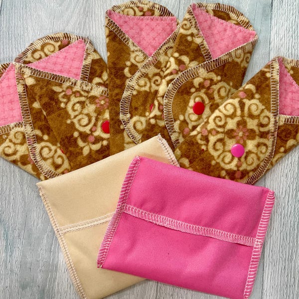 Coordinated Set of 5 MamaBear LadyWear Quick-Dry cloth Menstrual, Incontinence pads - Dailywear Pantiliners & Pouches - Le Fleur