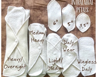 Organic LadyWear Quick-Dry cloth Menstrual, Incontinence pads - White Hemp Fleece