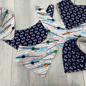 Soft, Absorbent Drool Bib, Organic Bamboo Terry & Cotton - Absorbent Bandana Drool Bib, Baby Bib - Take to the Sea